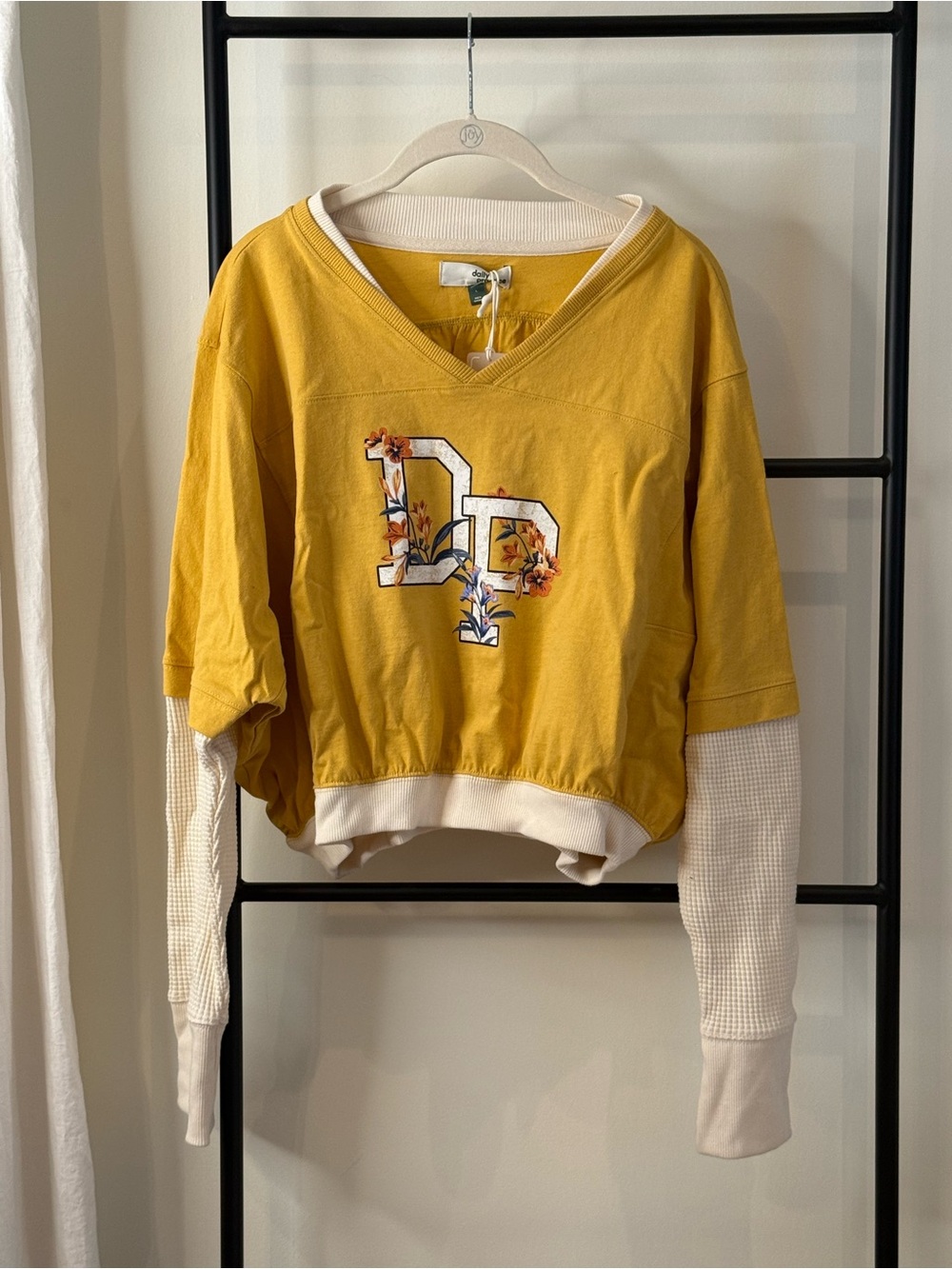 Daily Practice for Anthropologie Mustard & Cream Twofer Crop Top